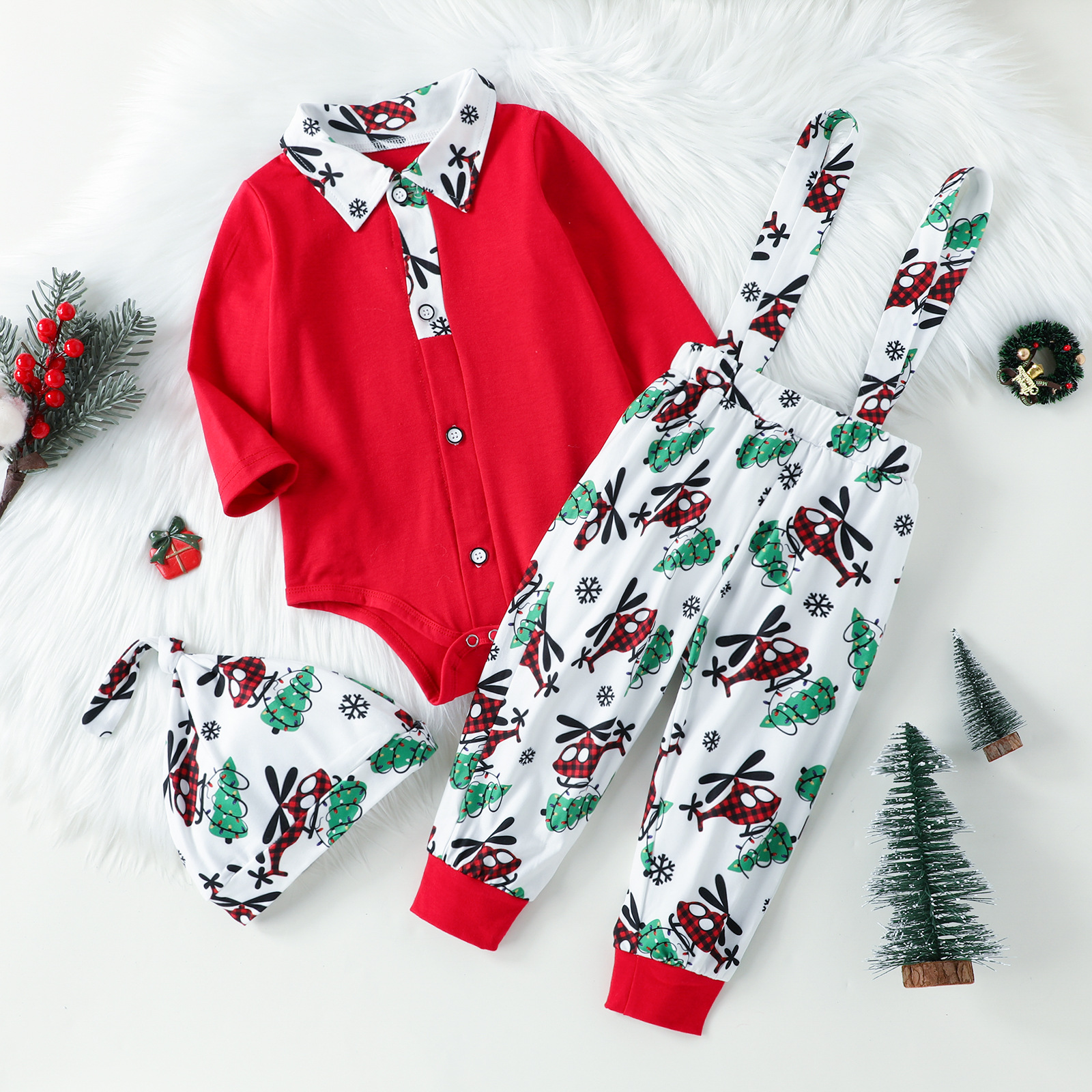 3Pcs Infant Baby Boy Christmas Outfit